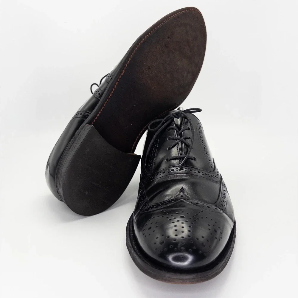 Stafford Comfort Plus Men's 10.5 D Black Leather Wingtip Oxford Dress Shoes